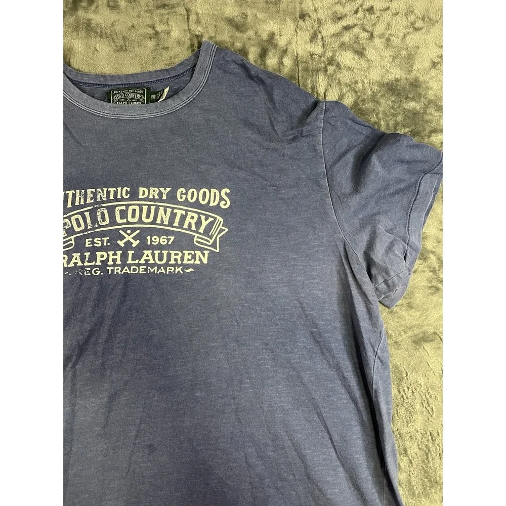 Ralph Lauren Polo Country Men's 3TG Blue Graphic Logo Crew Neck Cotton Tee
